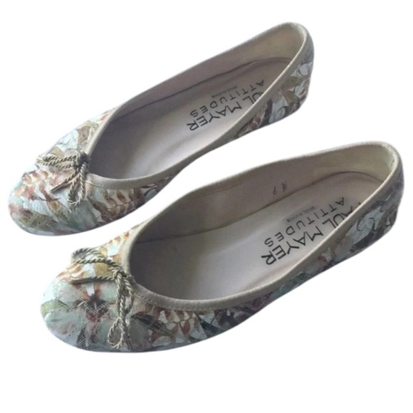 Paul Mayer Attitudes floral leather ballet flats multicolor Size 6 - Picture 1 of 6